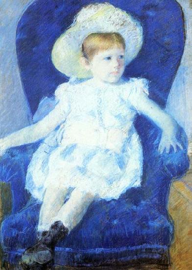 Mary Cassatt Elsie in a Blue Chair Norge oil painting art